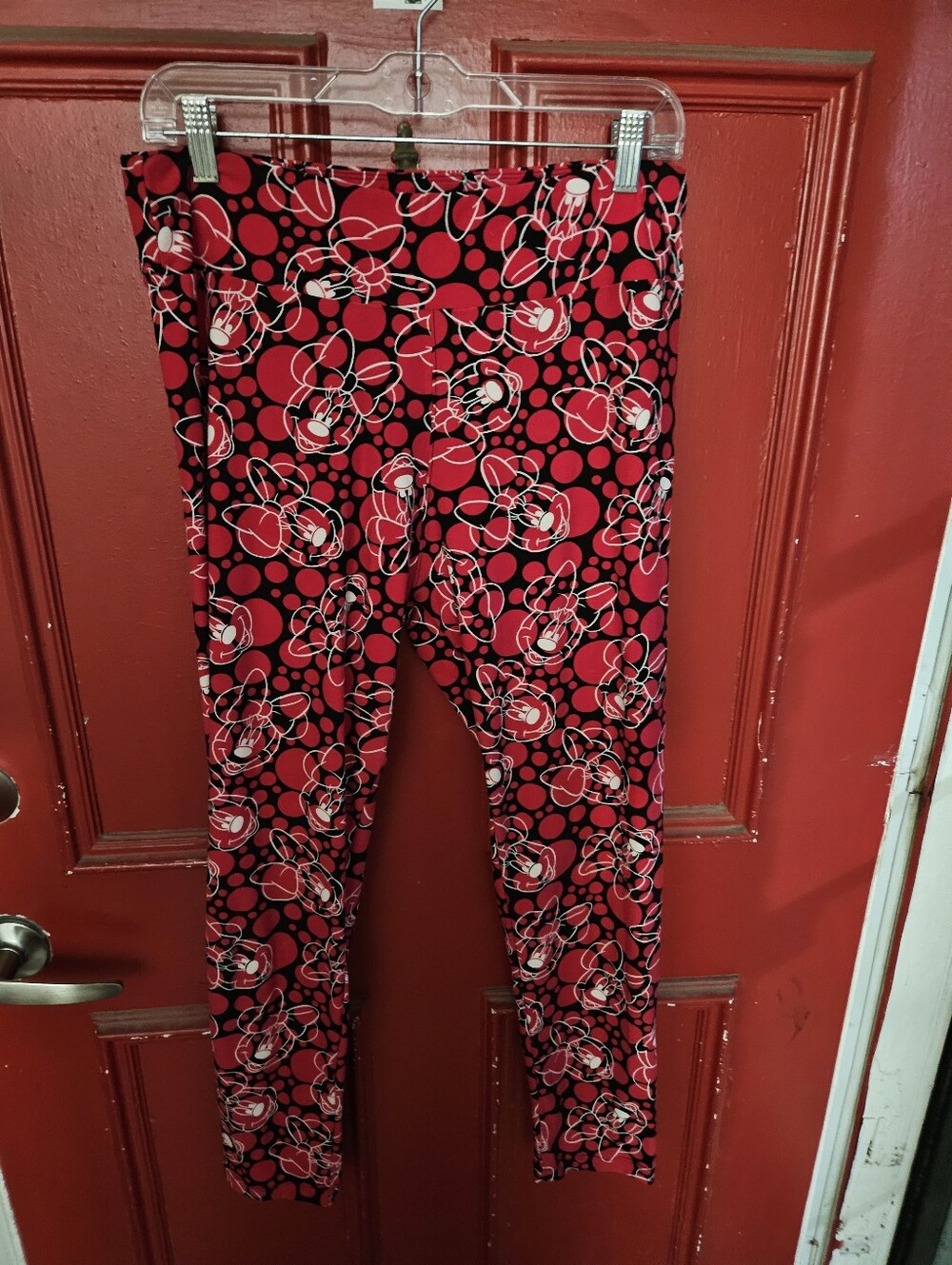 Disney Womens Red, Black & White Minnie Mouse Pattern TALL & CURVY Leggings